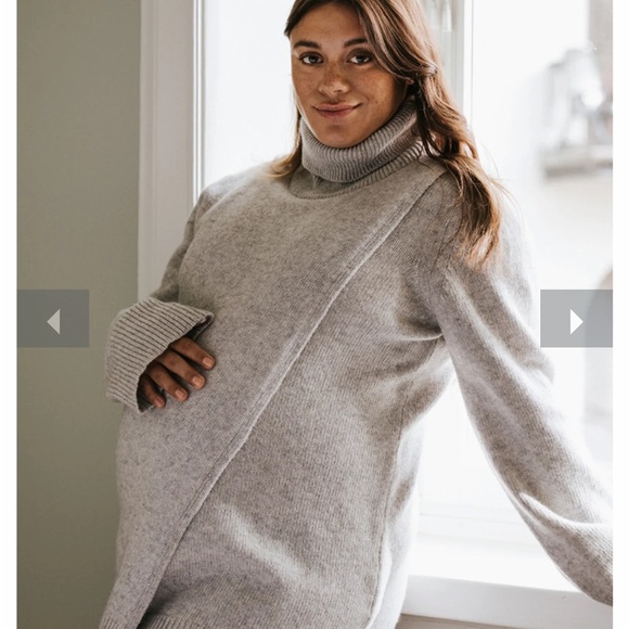 Gray Cowl Turtleneck Sweater with Oversized Fit - Picture 1 of 2